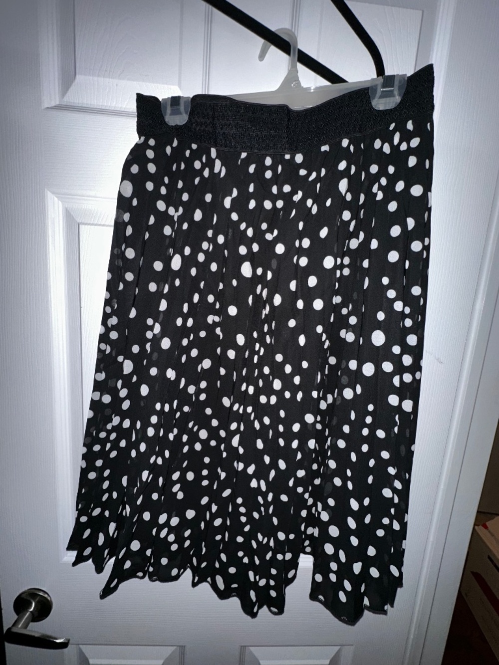 Metro Wear Black & White Polka Dot Sheer Skirt XL Flowy Elastic Waist